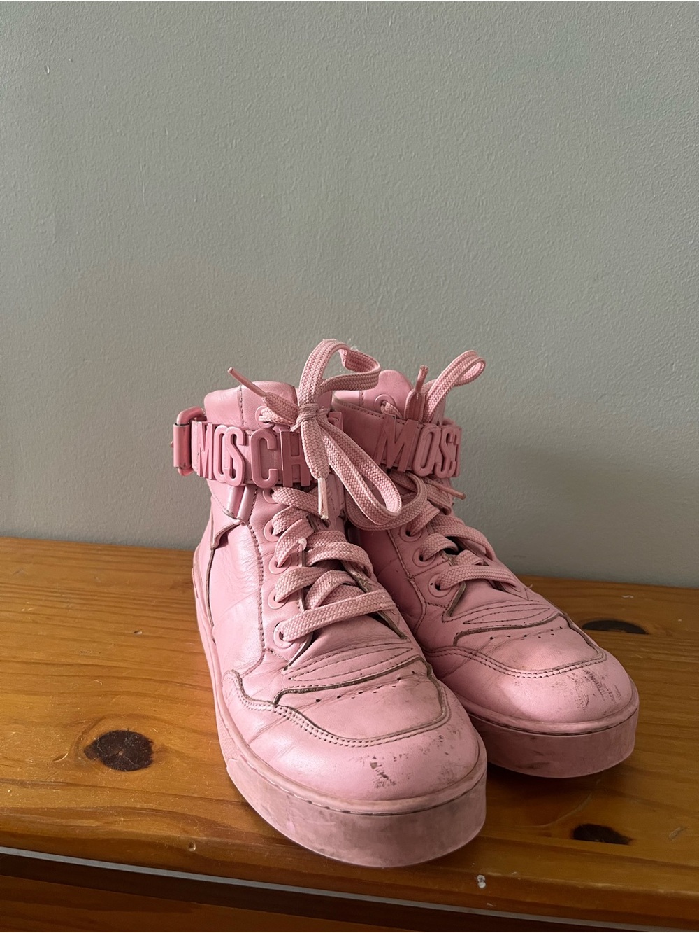 Moschino Pink High-Top Sneakers